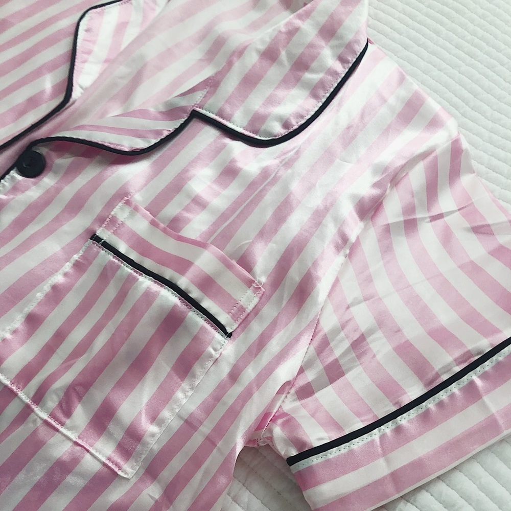 Baby pink striped pajama set